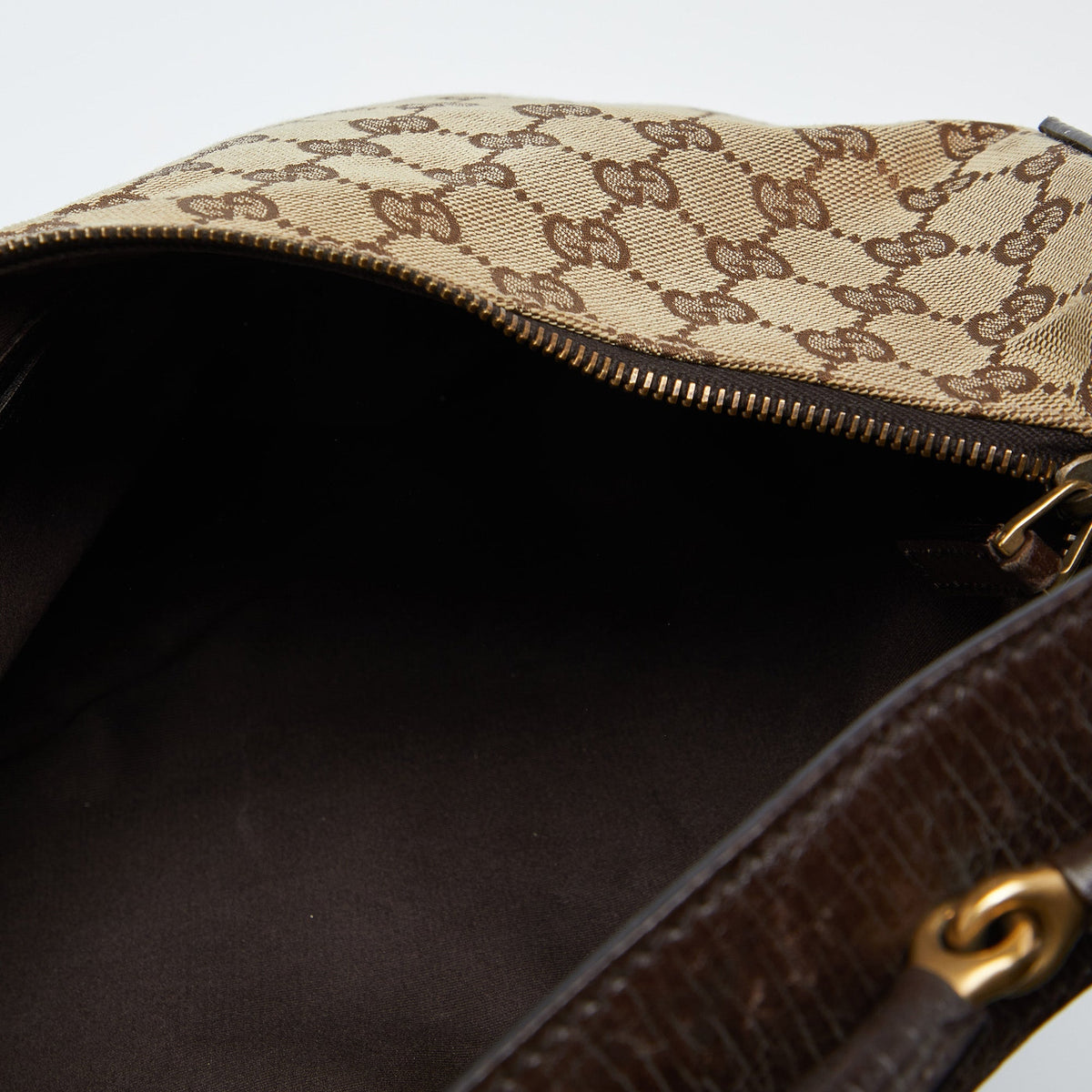 GUCCI Beige/Brown GG Canvas and Leather Horsebit Handle Hobo