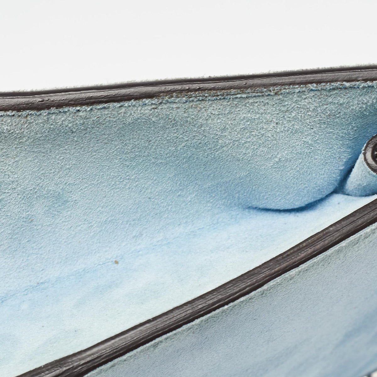 GUCCI Light Blue Suede Broadway Clutch