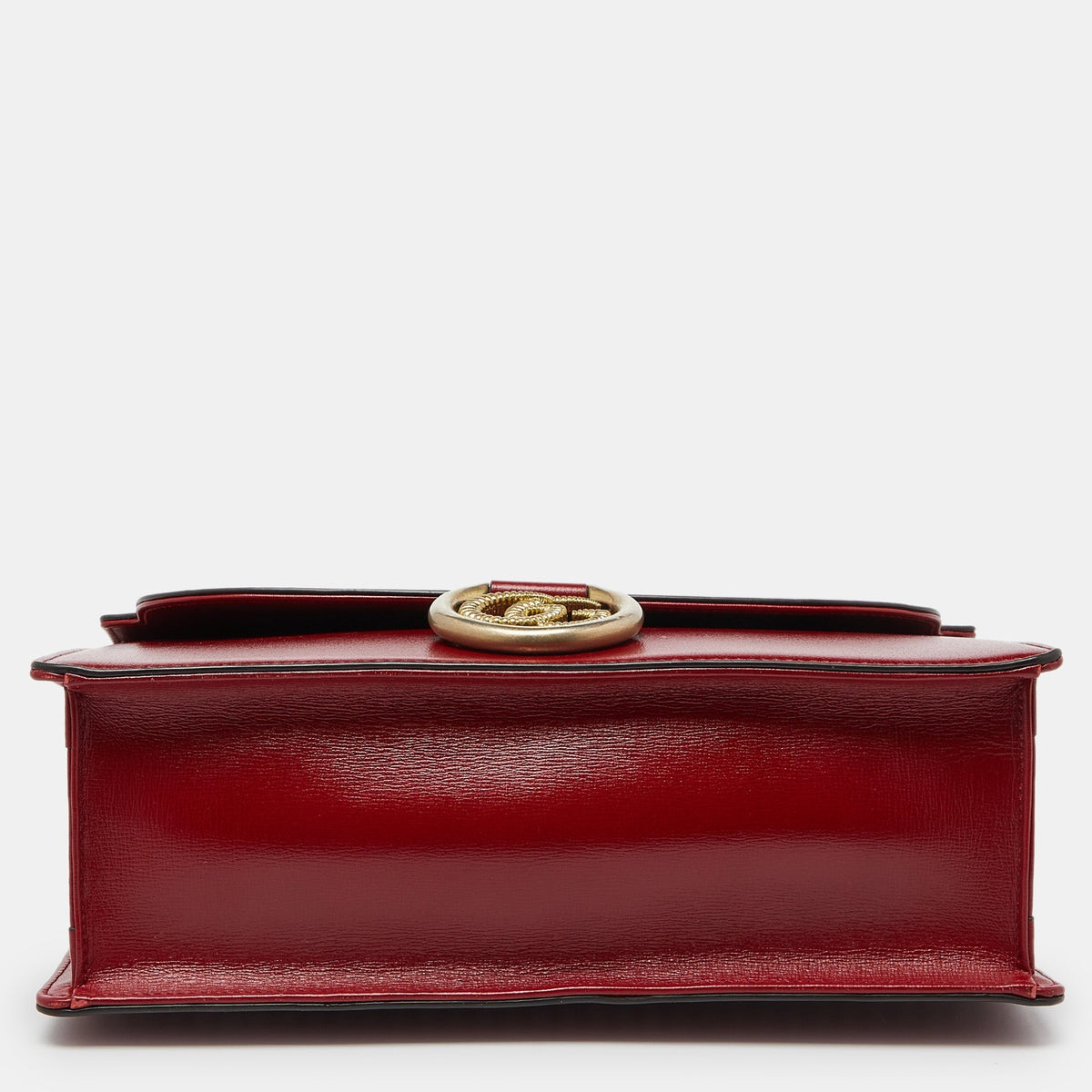 GUCCI Red Leather Medium Torchon GG Ring Shoulder Bag