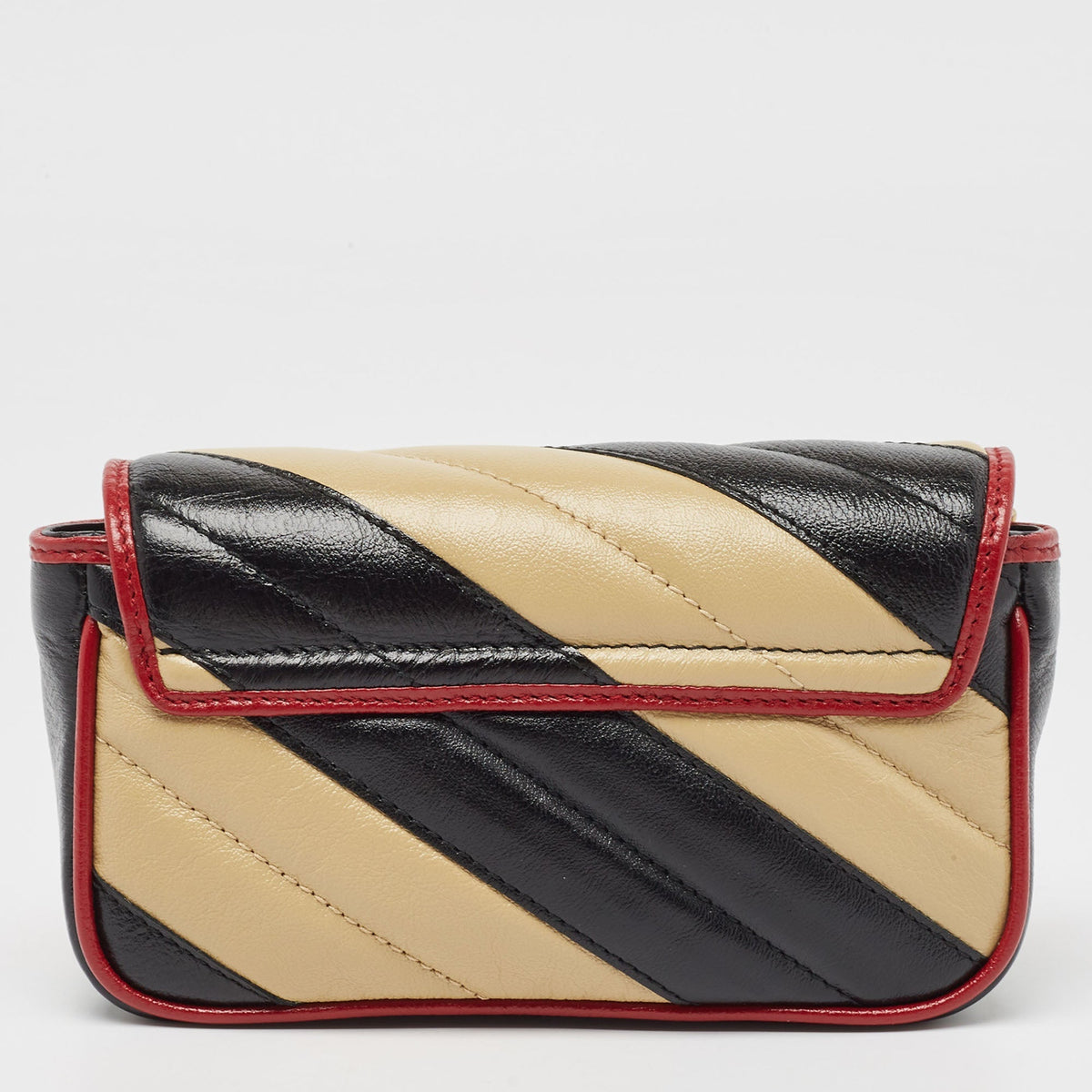 GUCCI Tricolor Matelasse Leather Super Mini GG Marmont Torchon Bag