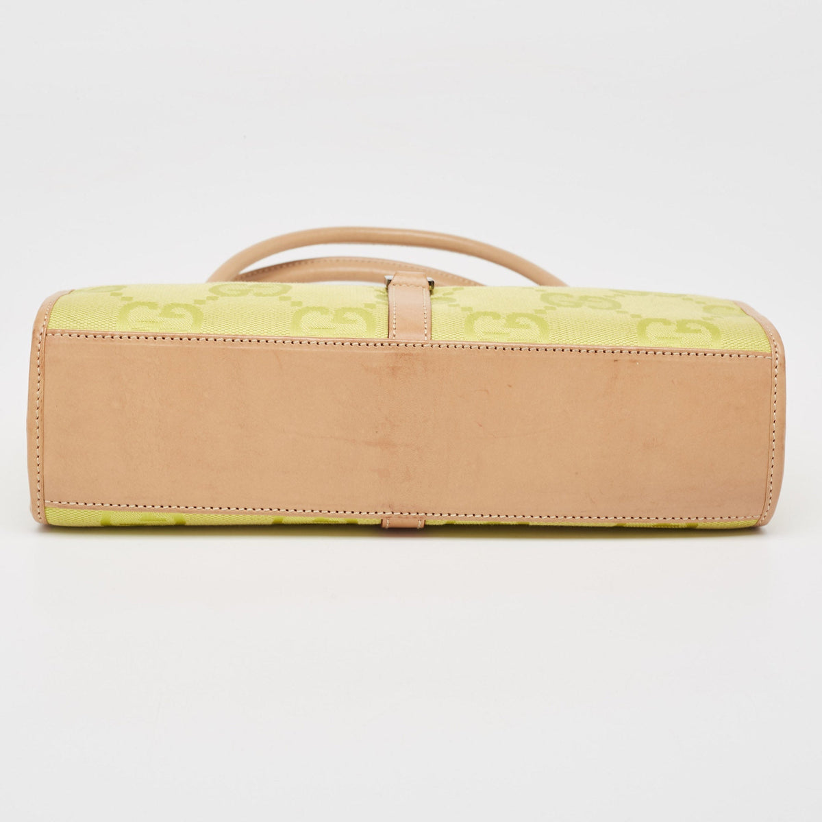GUCCI Natural/Neon Yellow/ Jumbo GG Canvas Jackie Tote w/ Wallet