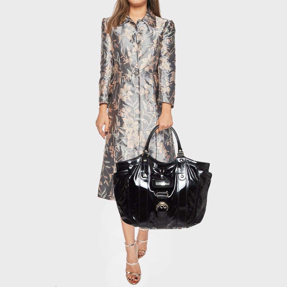GUCCI Black Patent Leather Vanity Tote