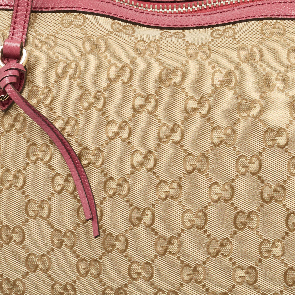 GUCCI Fuchsia/Beige GG Canvas and Leather Bree Bag