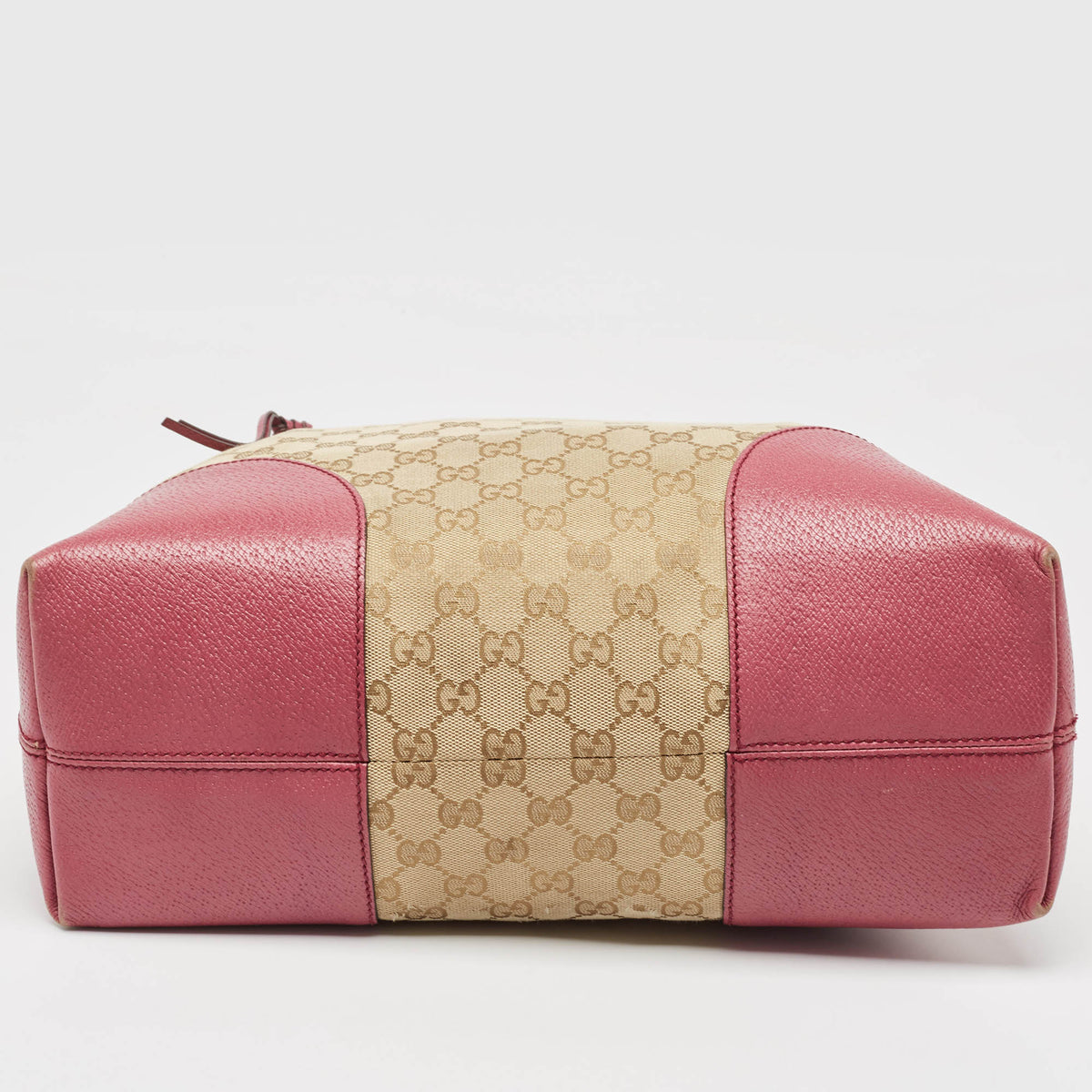 GUCCI Fuchsia/Beige GG Canvas and Leather Bree Bag