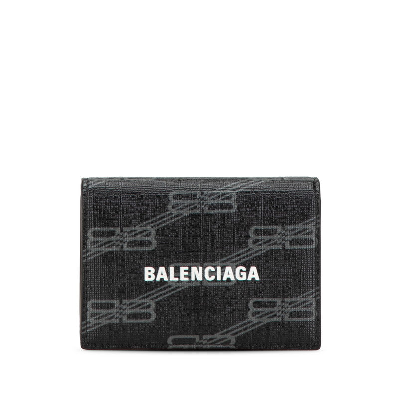 balenciaga Logo Leather Tri-Fold Wallet