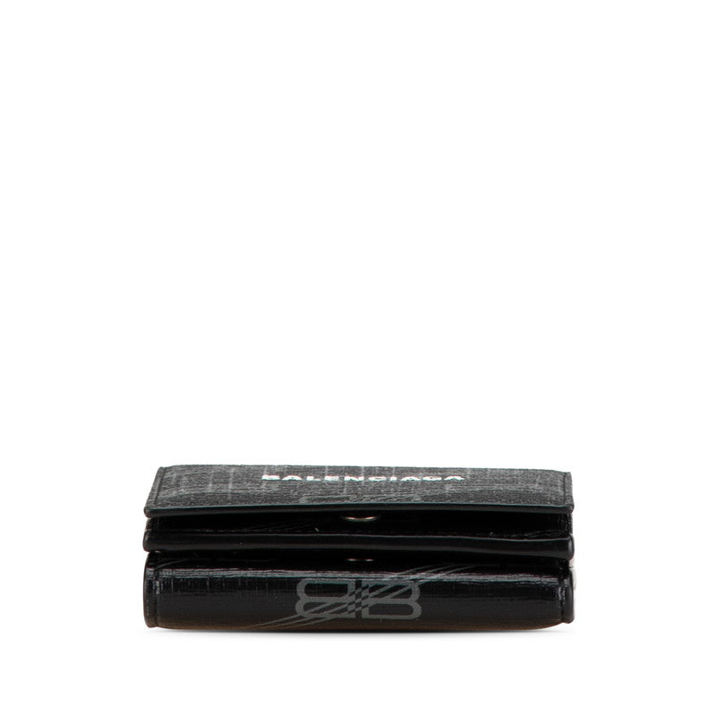 balenciaga Logo Leather Tri-Fold Wallet