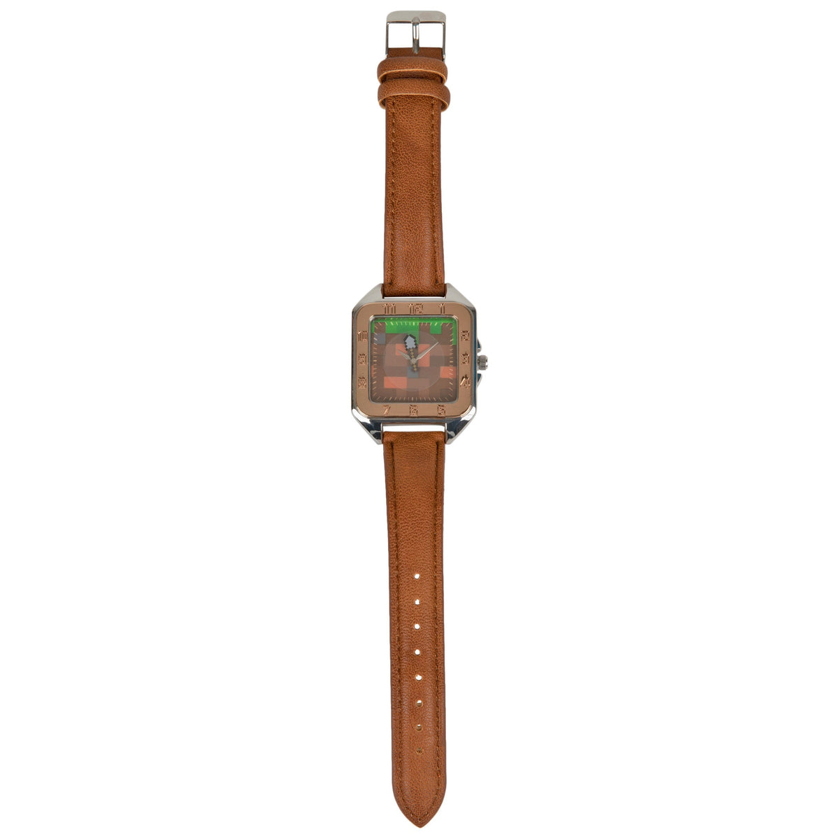Minecraft Earth Block Watch Face with Faux Leather Wrist Band