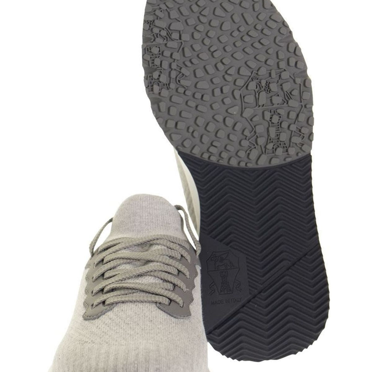 RUNNERS IN COTTON KNIT AND SEMI-GLOSSY CALF LEATHER