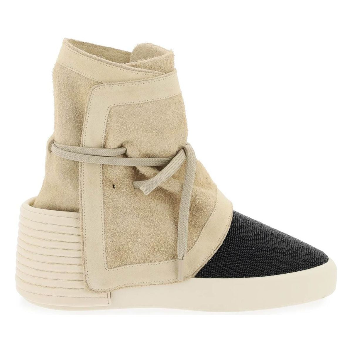 HIGH-TOP SUEDE AND BEADED LEATHER MOC