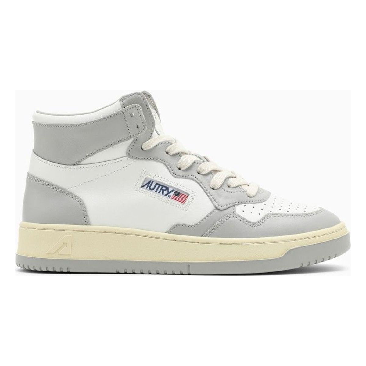 MEDALIST MID SNEAKERS IN WHITE/LIGHT GREY LEATHER