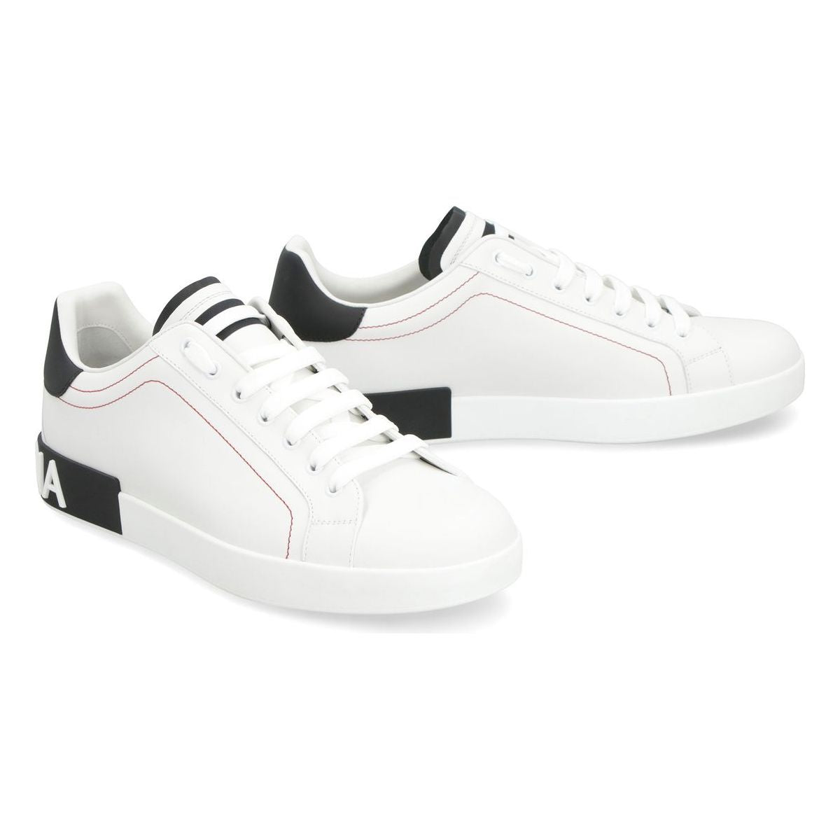 PORTOFINO WHITE/BLACK LEATHER TRAINER