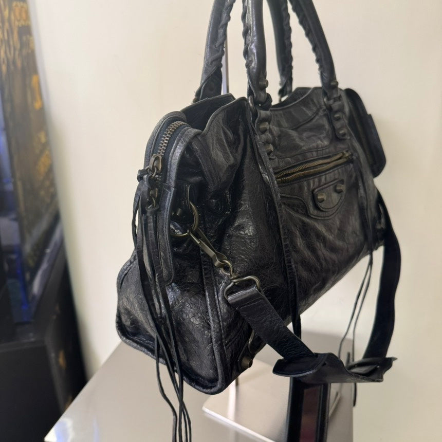 balenciaga City Black Leather Tote Bag Medium