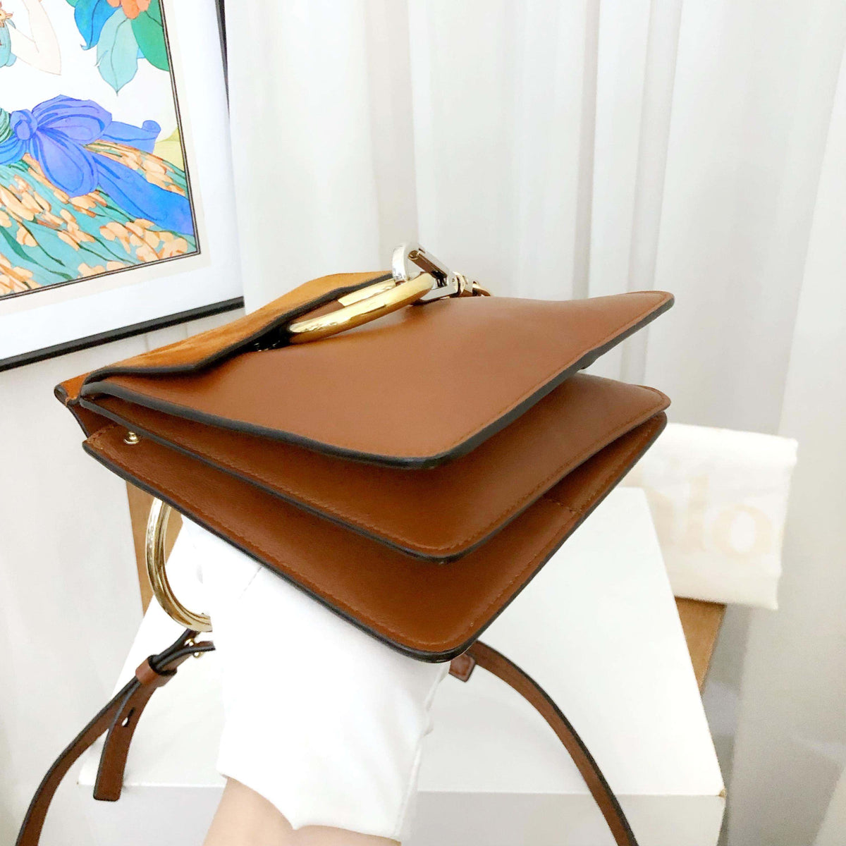 Chloe Mini Faya Tan Leather Shoulder Bag