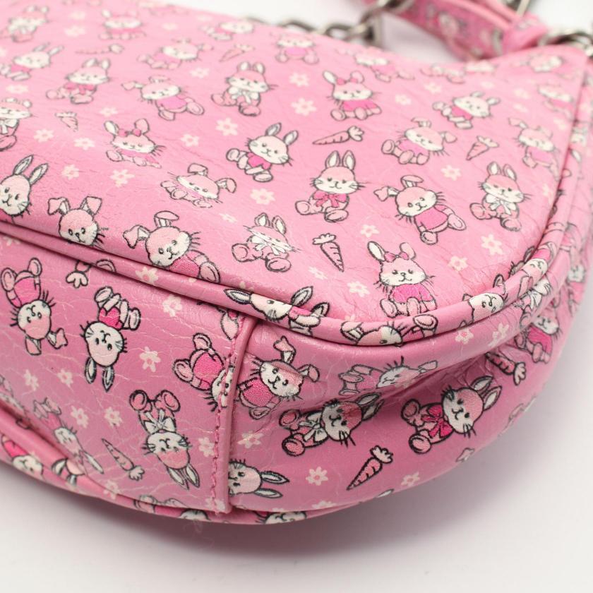 balenciaga Le Cagole Mini Bag Pink Rabbit Leather 2WAY Chain Handbag