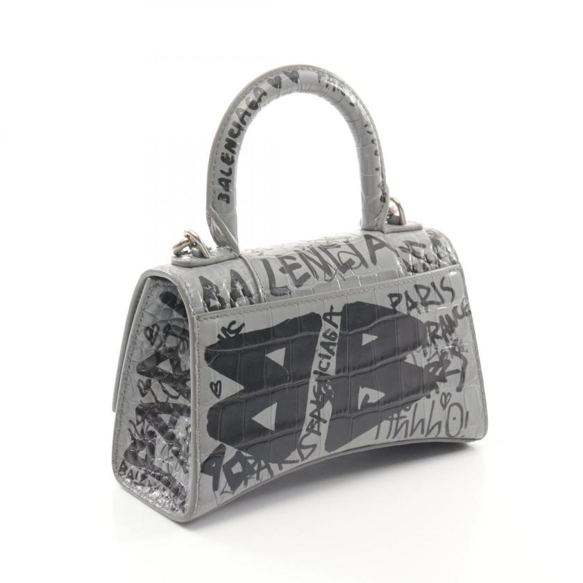 balenciaga Hourglass XS Handbag Leather Gray 2WAY