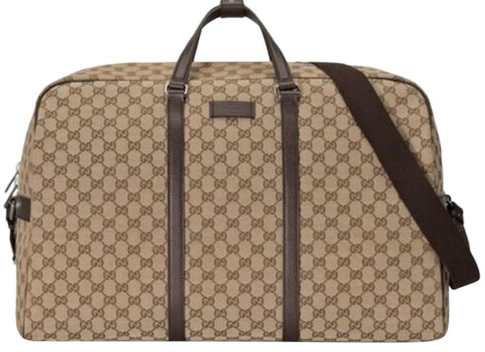 Gucci Duffle Brown Signature Guccissima Large Canvas Leather Travel 610105 NEW