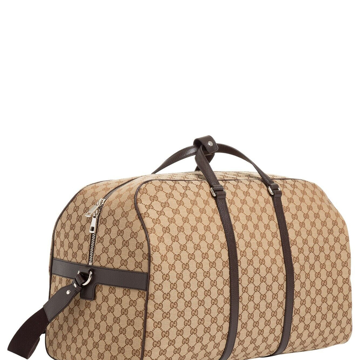 Gucci Duffle Brown Signature Guccissima Large Canvas Leather Travel 610105 NEW