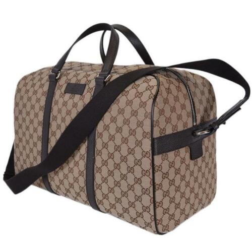 Gucci Duffle Brown Signature Guccissima Large Canvas Leather Travel 610105 NEW