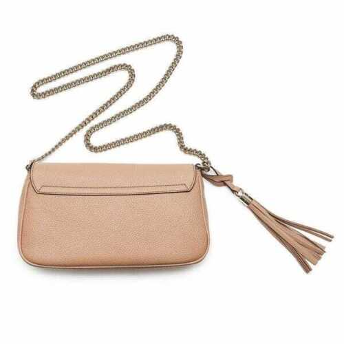 Gucci Soho Camelia Rose Beige Light Tan Leather shoulder bag Crossbody Italy New