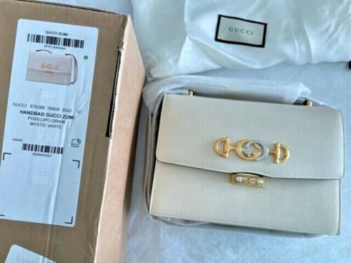 Gucci Mystic White Zumi Shoulder Bag Small Handbag Gold Strap Italy  New