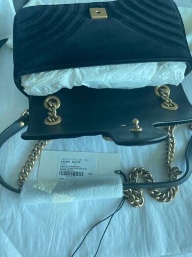 Gucci Black Velvet Marmont Matelasse GG Shoulder Bag Handbag New