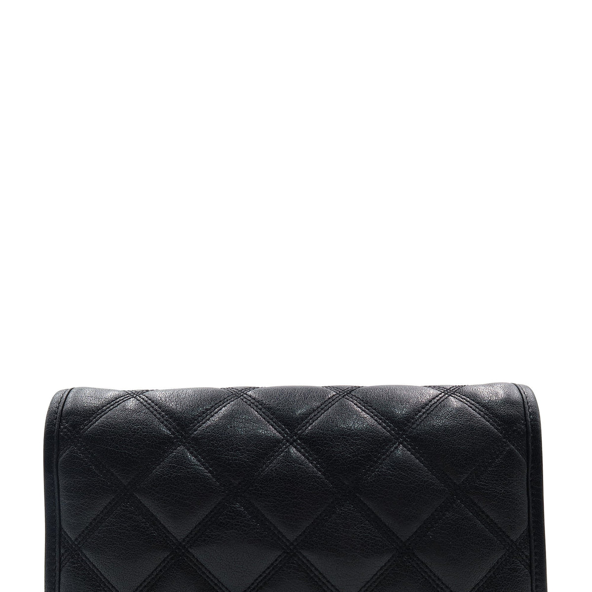 Becky Diamond-Quilted Chain Wallet Black
