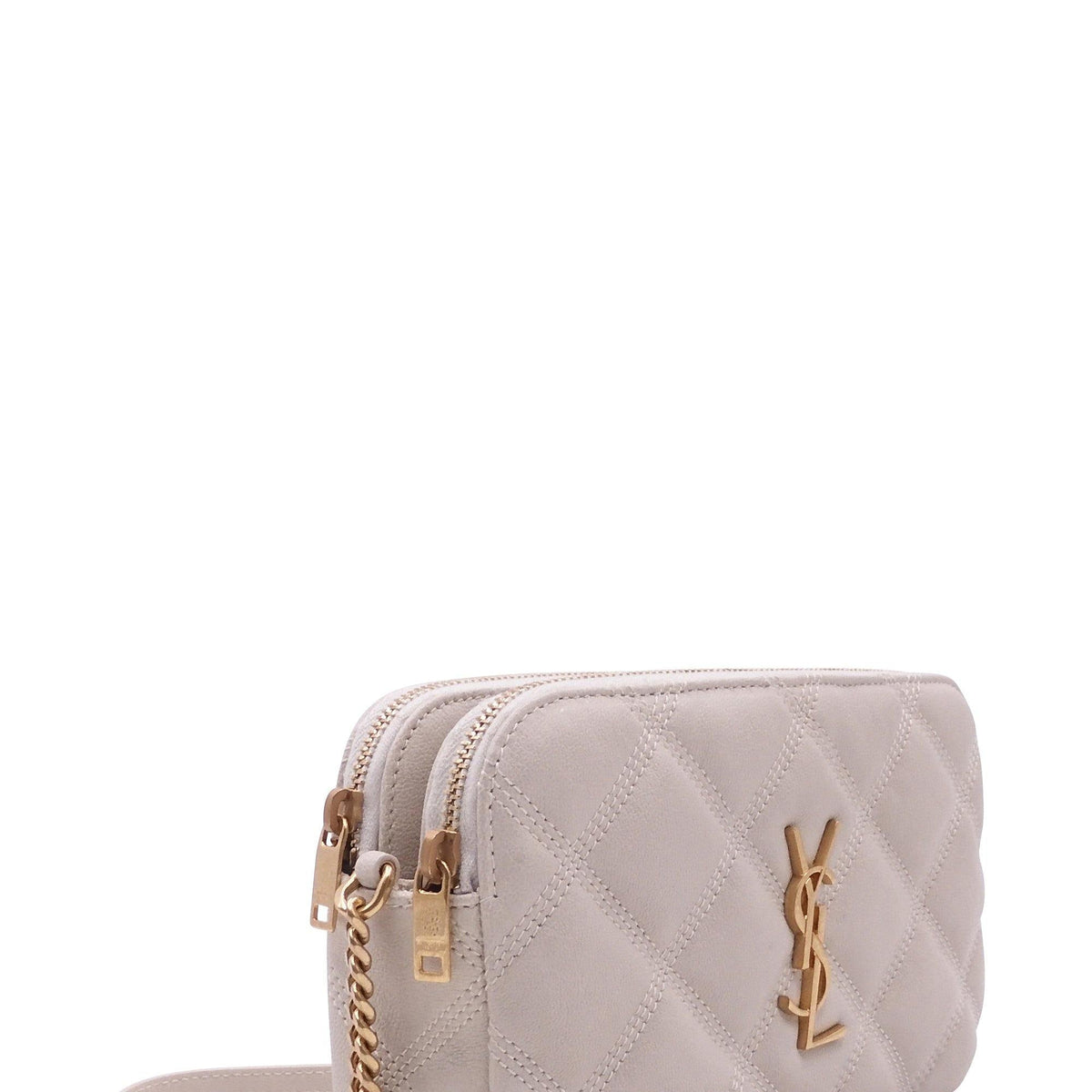 Becky Double Zip Pouch Shoulder Bag Dusky White