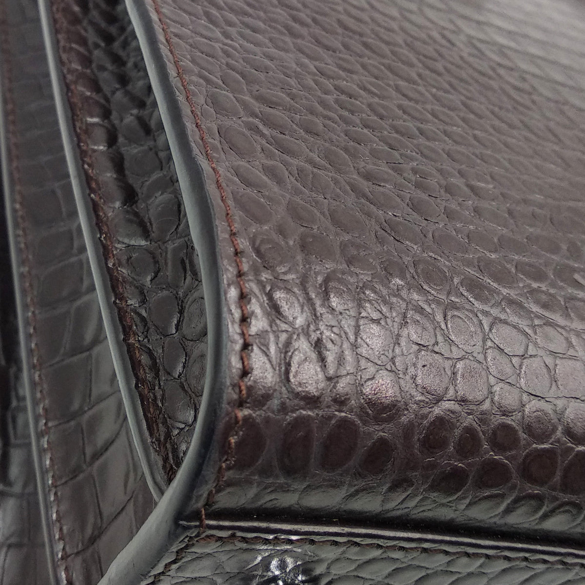 Classic Baby Sac De Jour Crocodile Embossed Dark Brown