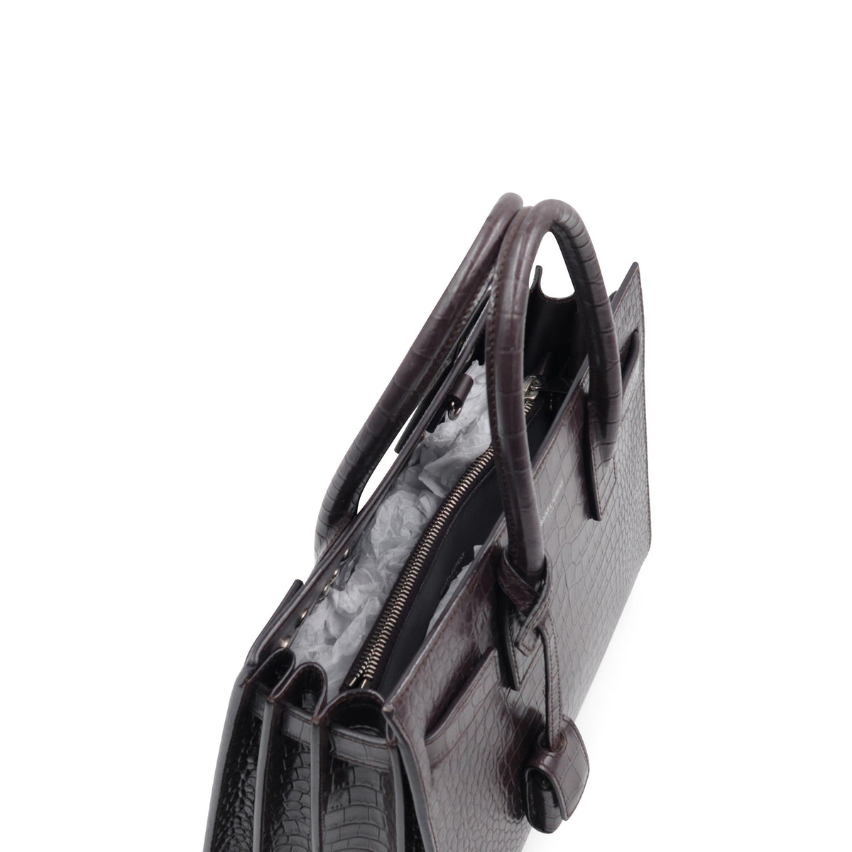 Classic Baby Sac De Jour Crocodile Embossed Dark Brown