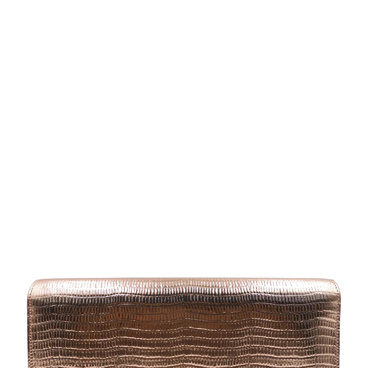 Classic Monogram Kate Clutch with Tassel Lizard Embossed Gold