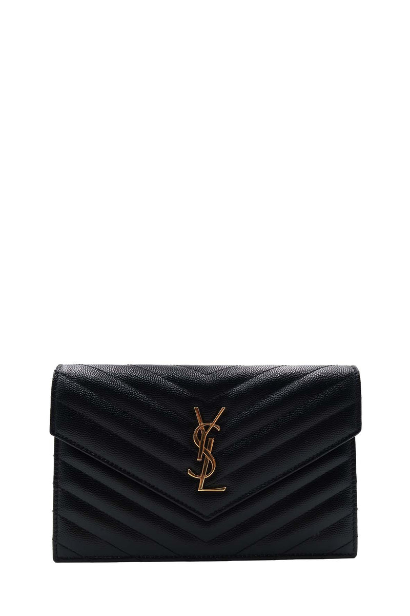Envelope Chain Wallet  with Gold Hardware Black