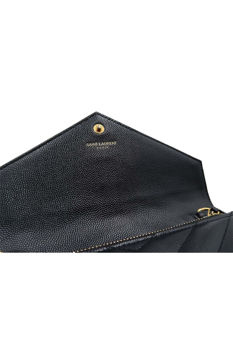 Envelope Chain Wallet  with Gold Hardware Black