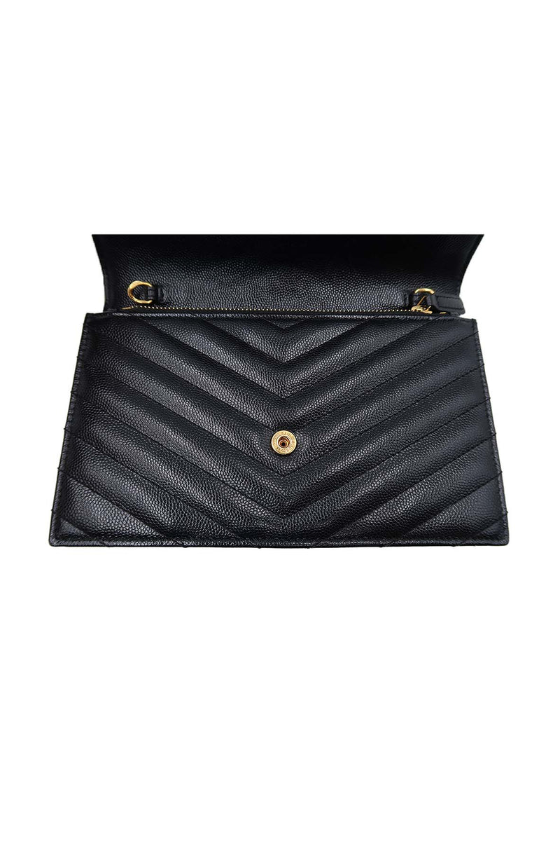 Envelope Chain Wallet  with Gold Hardware Black