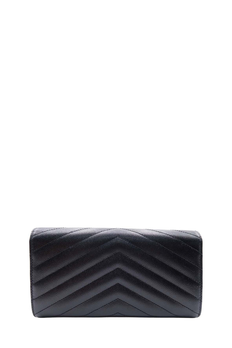 Large Cassander Matelasse Flap Wallet Black