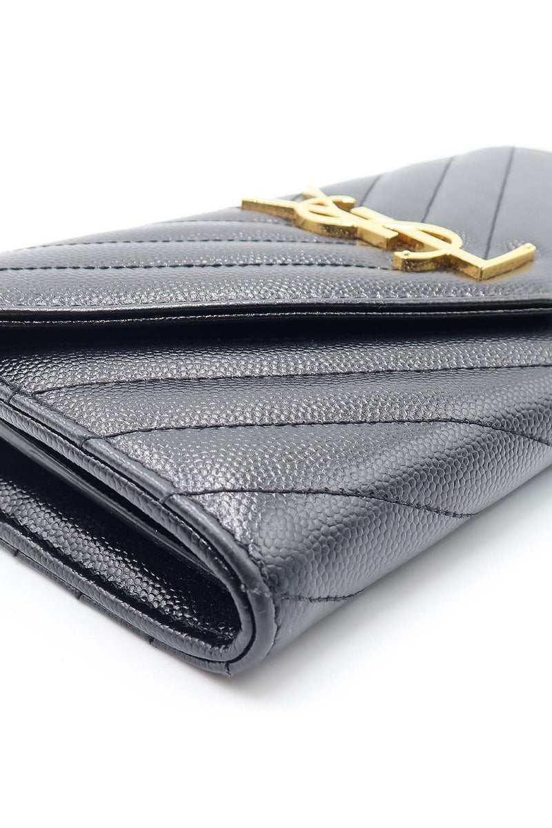 Large Cassander Matelasse Flap Wallet Black