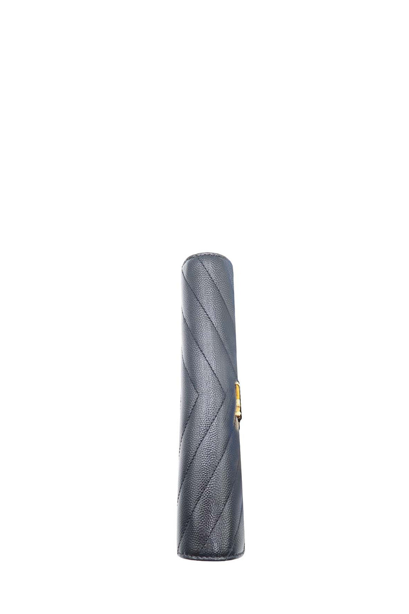 Large Cassander Matelasse Flap Wallet Black