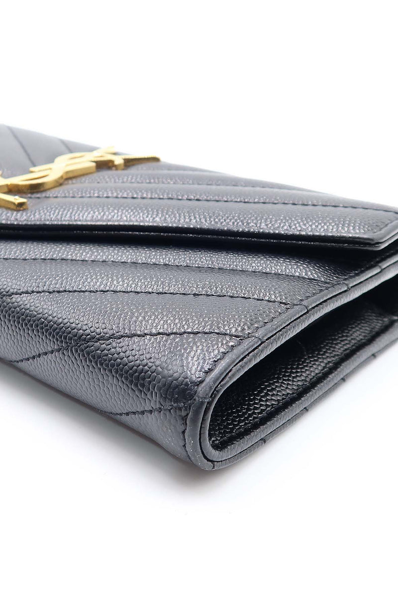 Large Cassander Matelasse Flap Wallet Black