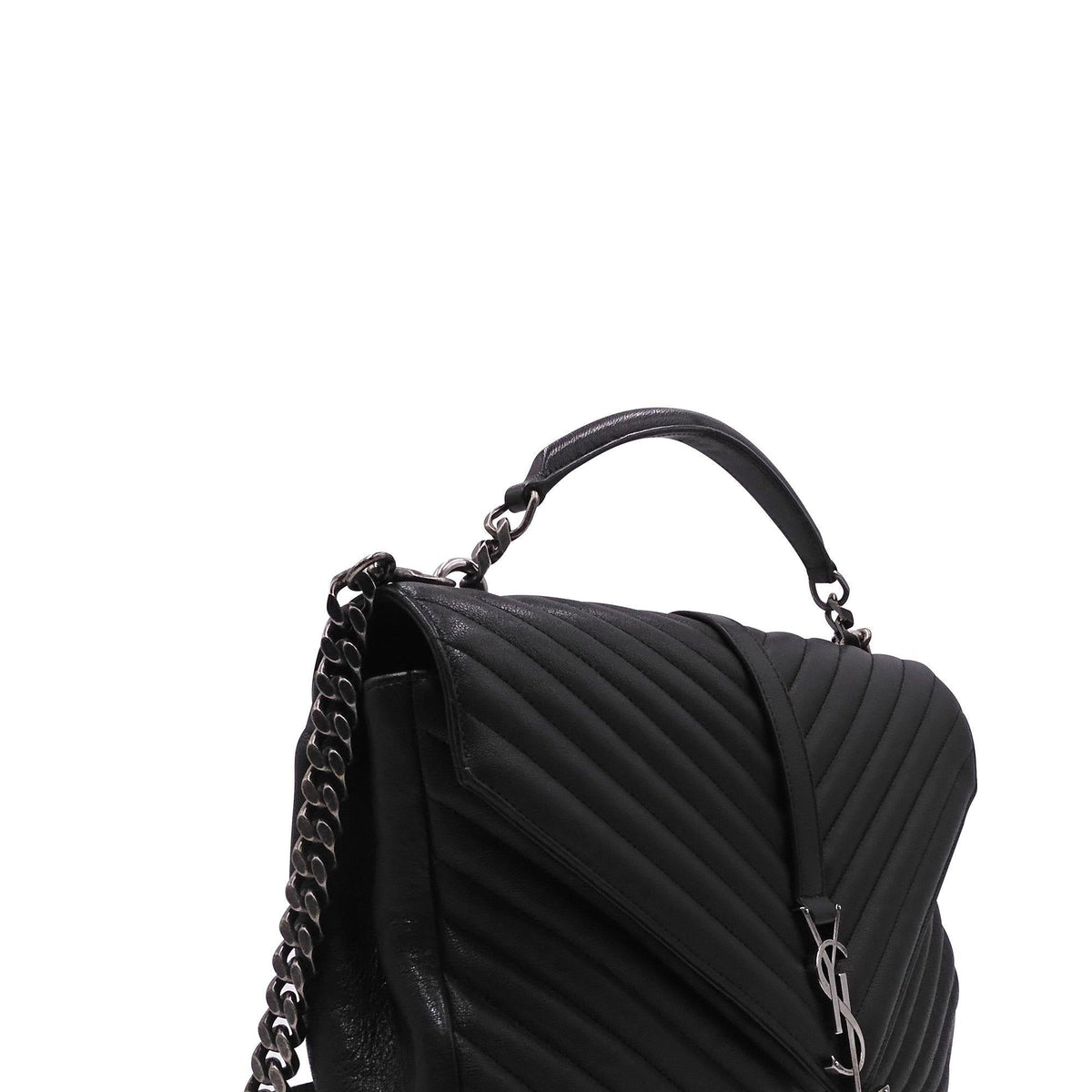 Large Monogram College Bag Dark Grey with Silver Hardware Dark Grey