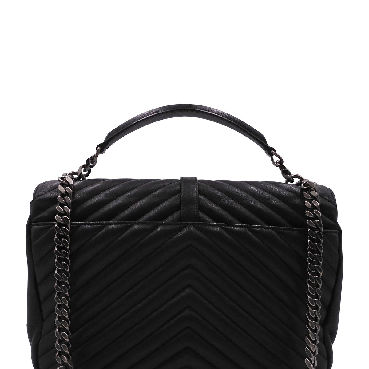 Large Monogram College Bag Dark Grey with Silver Hardware Dark Grey