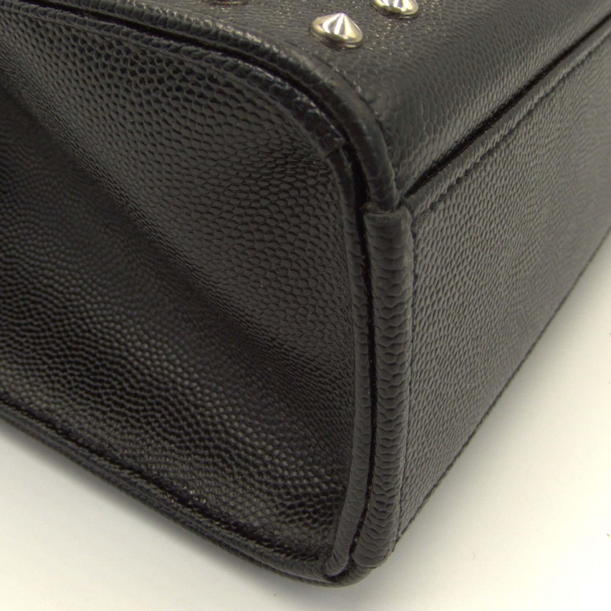 Large Monogram Studded Envelope Bag with Silver Hardware Black