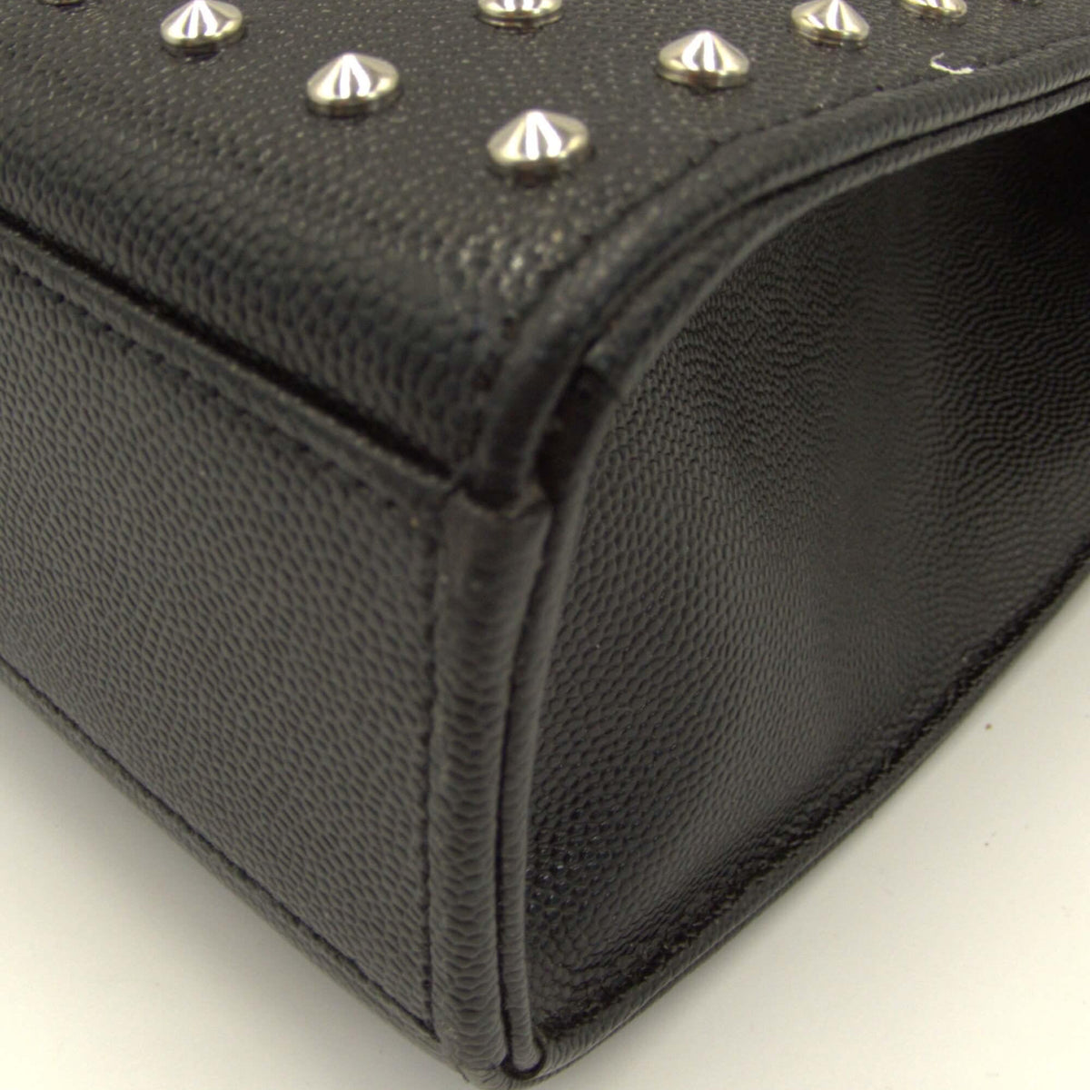 Large Monogram Studded Envelope Bag with Silver Hardware Black