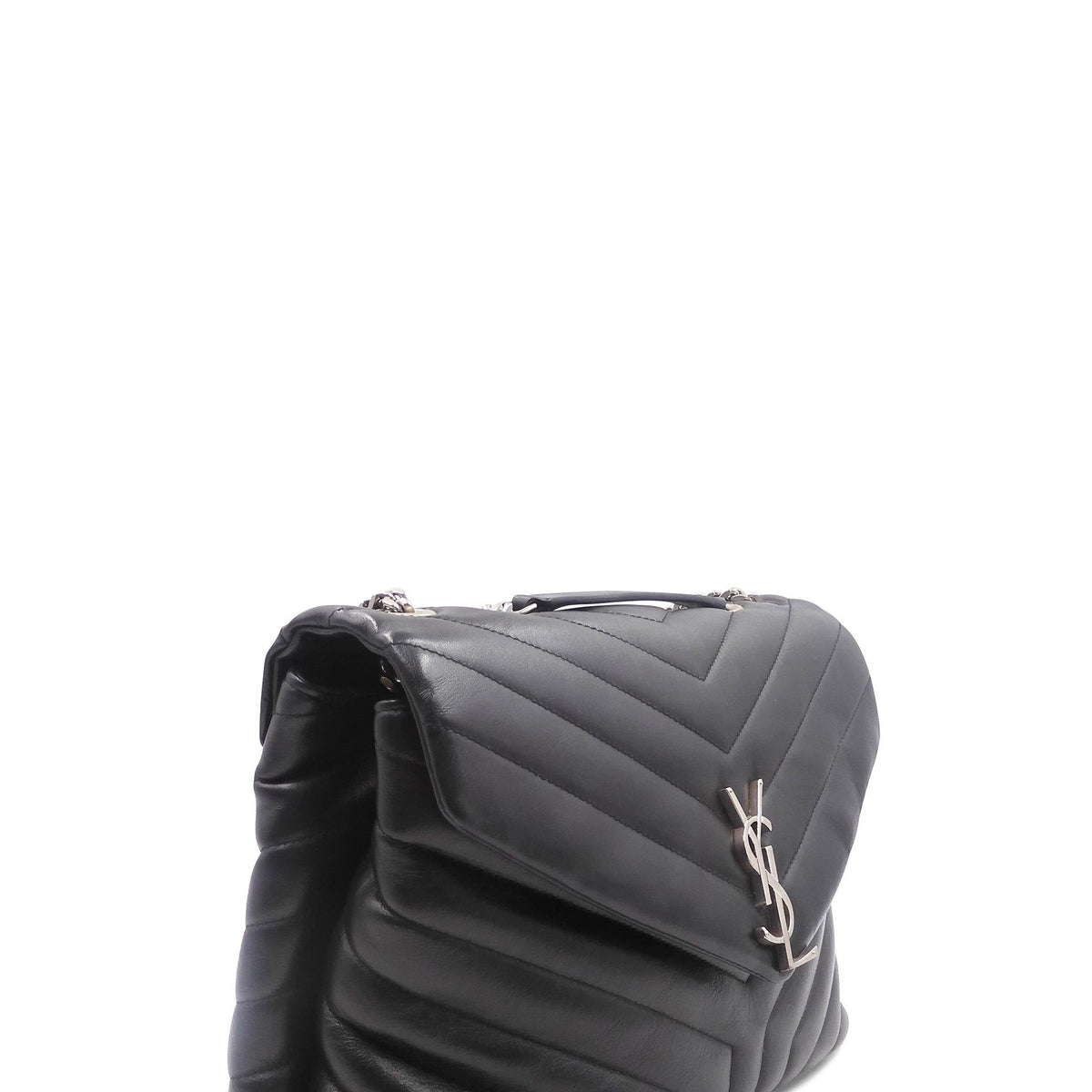 Loulou Medium Bag with Silver Hardware Black