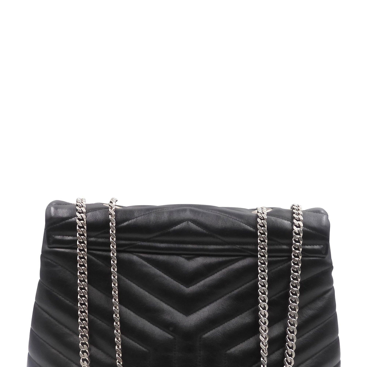Loulou Medium Bag with Silver Hardware Black