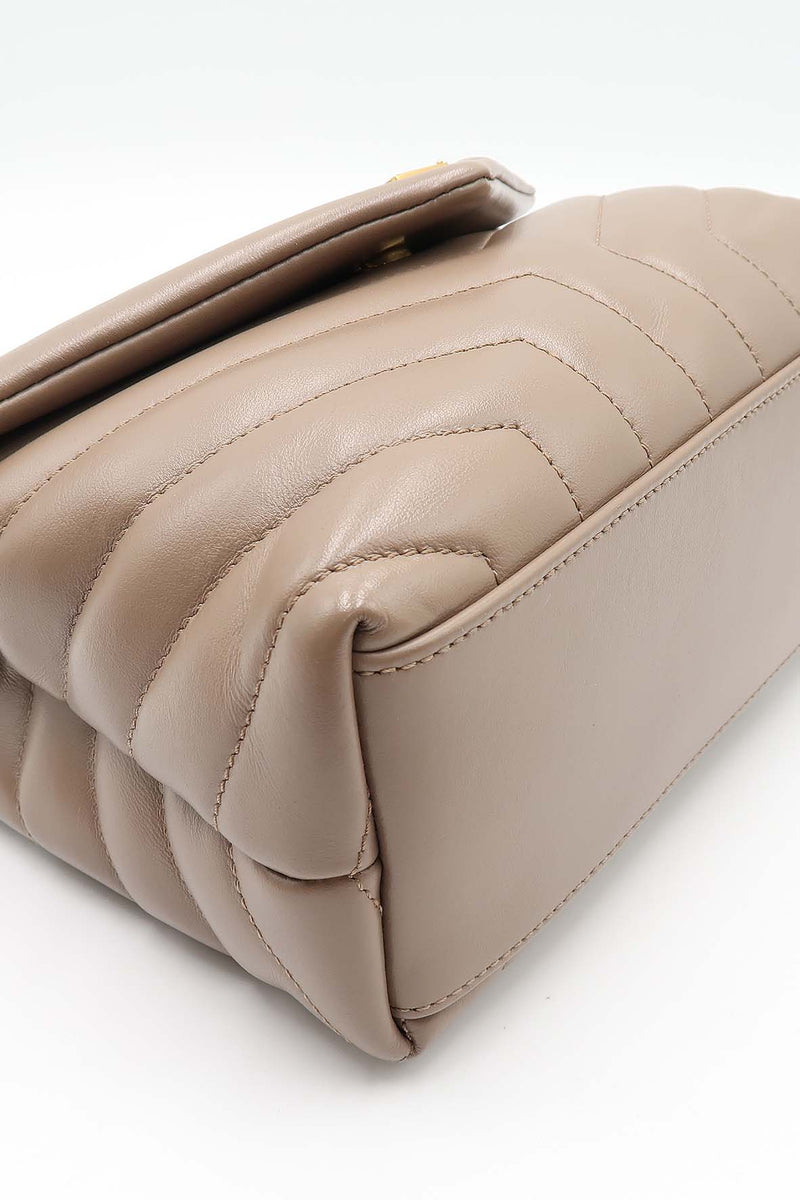 Loulou Small with Gold Hardware Dark Beige