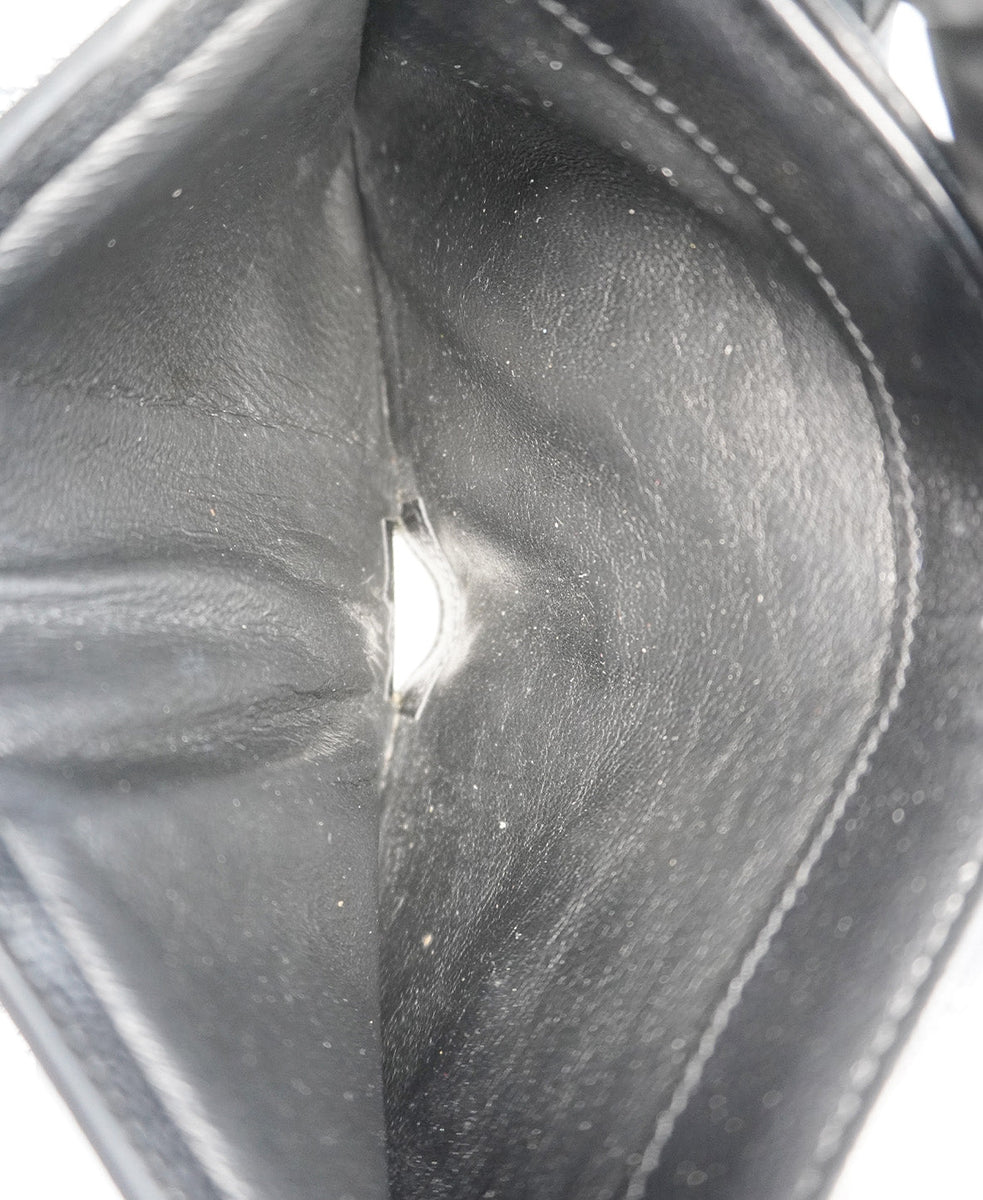 Matelassé Leather Cassandre Zip Compact Wallet Black
