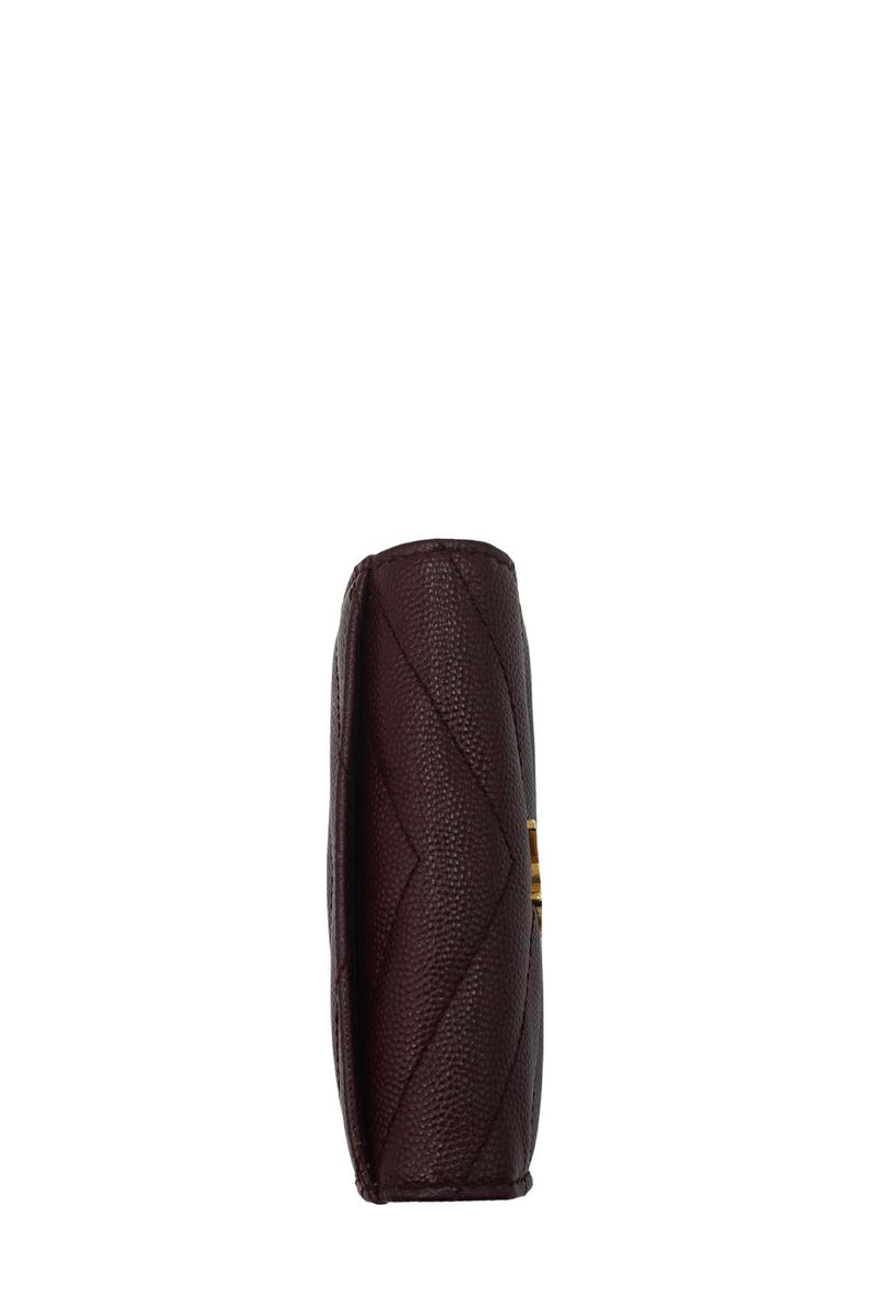 Matelasse Leather Small Envelope Monogram Wallet Brown