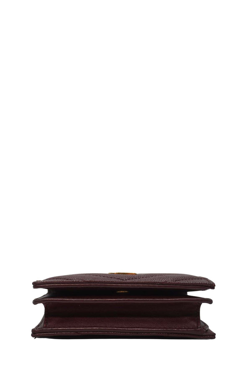Matelasse Leather Small Envelope Monogram Wallet Brown