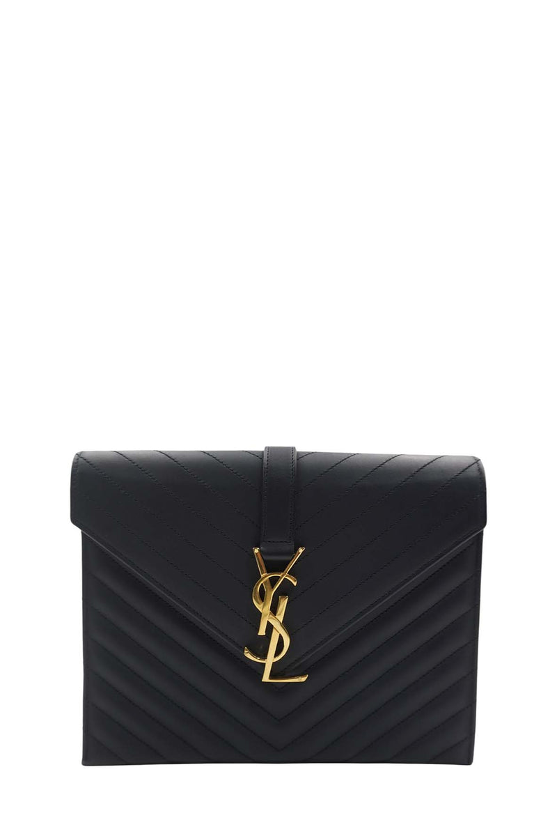 Medium Monogram Matelassé Envelope Chain Bag Black