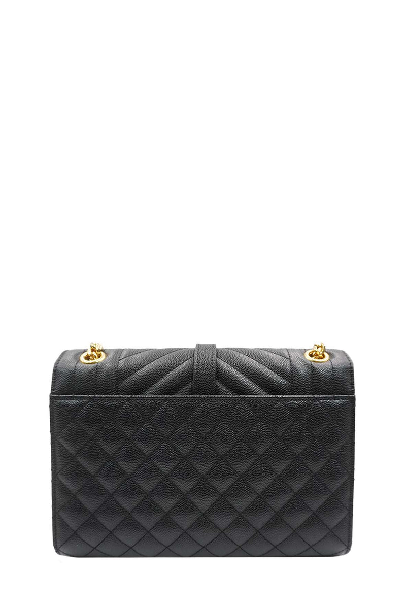 Medium Monogram Triquilt Mix Matalasse Envelope Grained Embossed Leather Black
