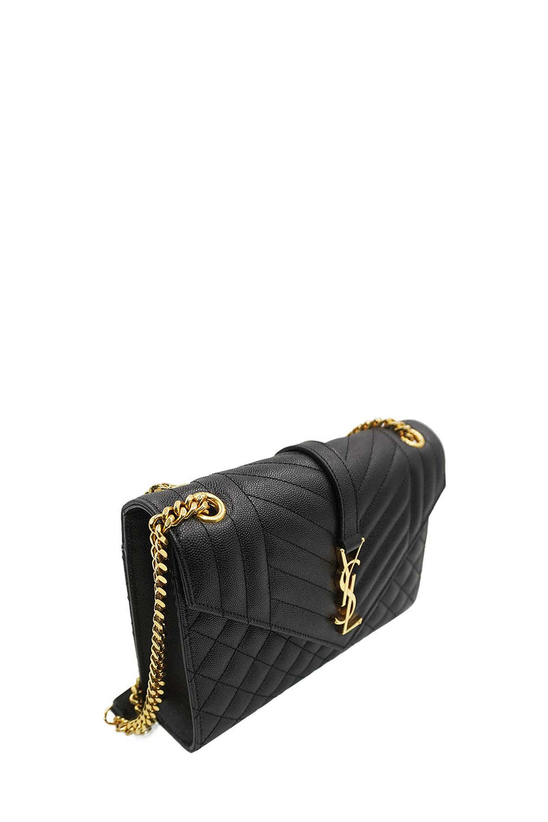 Medium Monogram Triquilt Mix Matalasse Envelope Grained Embossed Leather Black